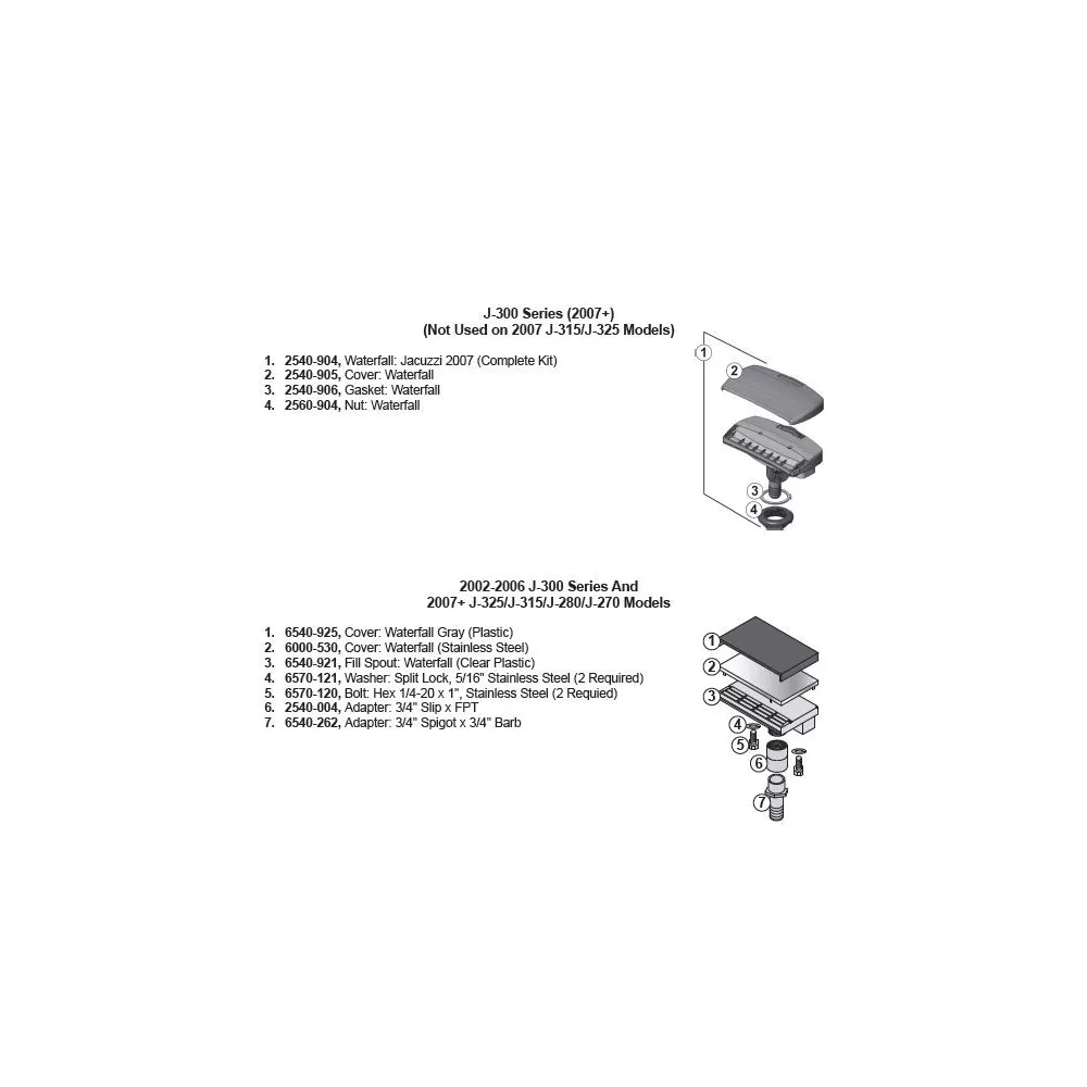 Joint cascade - Jacuzzi J300  2540-906