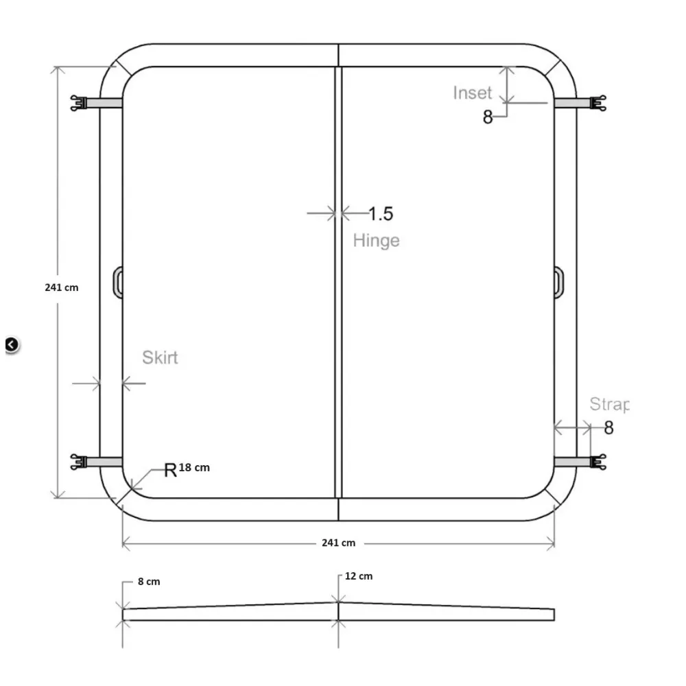 241x 241cm Rayon 18cm couverture de spa