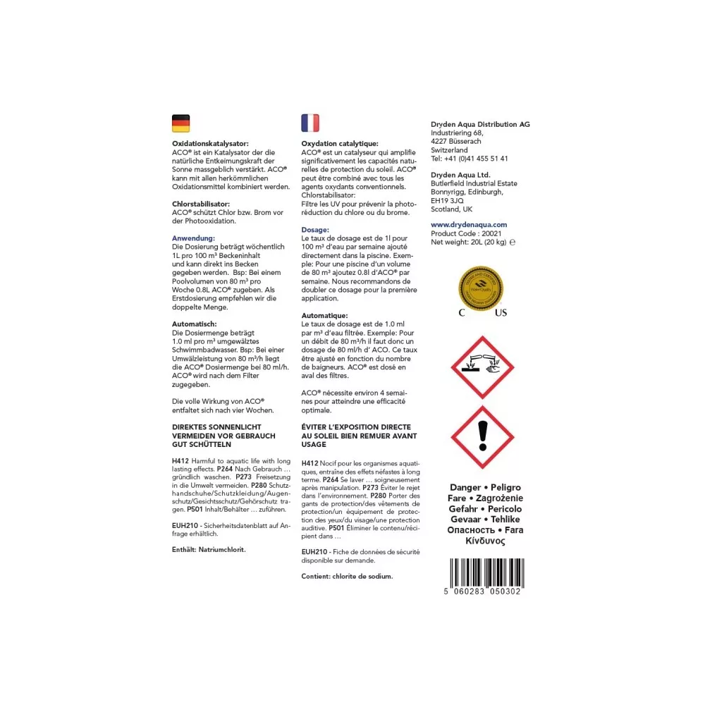 ACO 20 l / 22 kg Active Catalytic Oxidation  Photocatalyseur & stab...