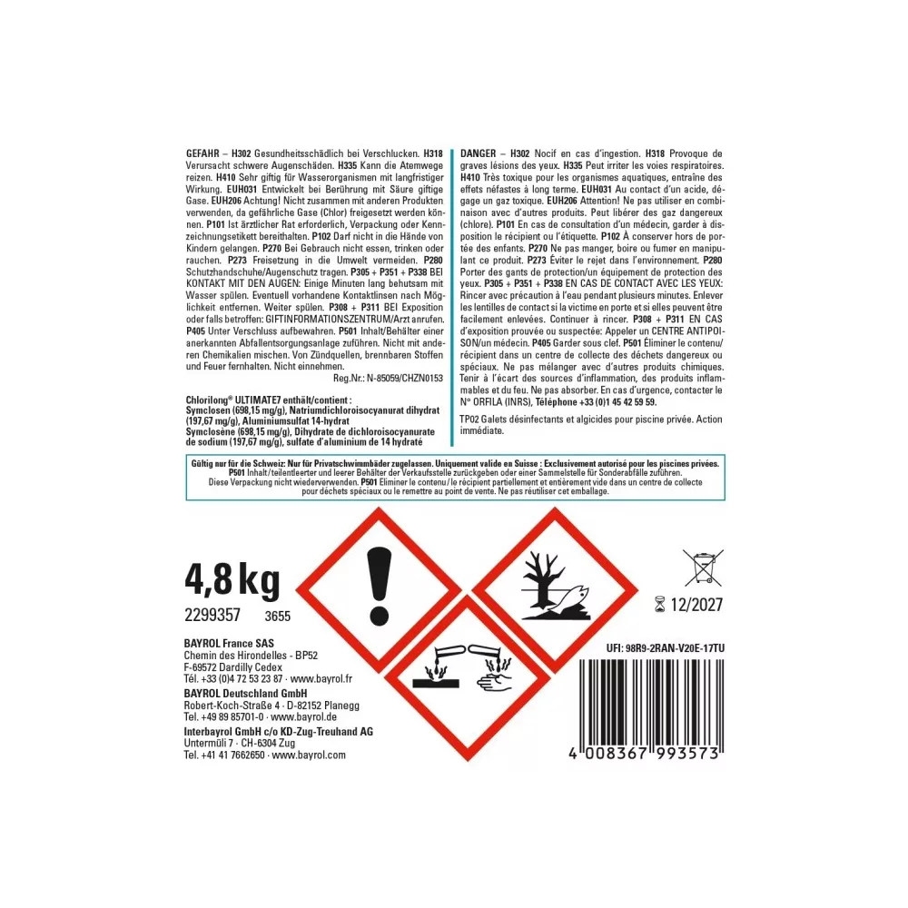 Chlorilong ULTIMATE7 4,8 kg 2-Phasen Chlortabletten 300 g, mit 7 Fu...
