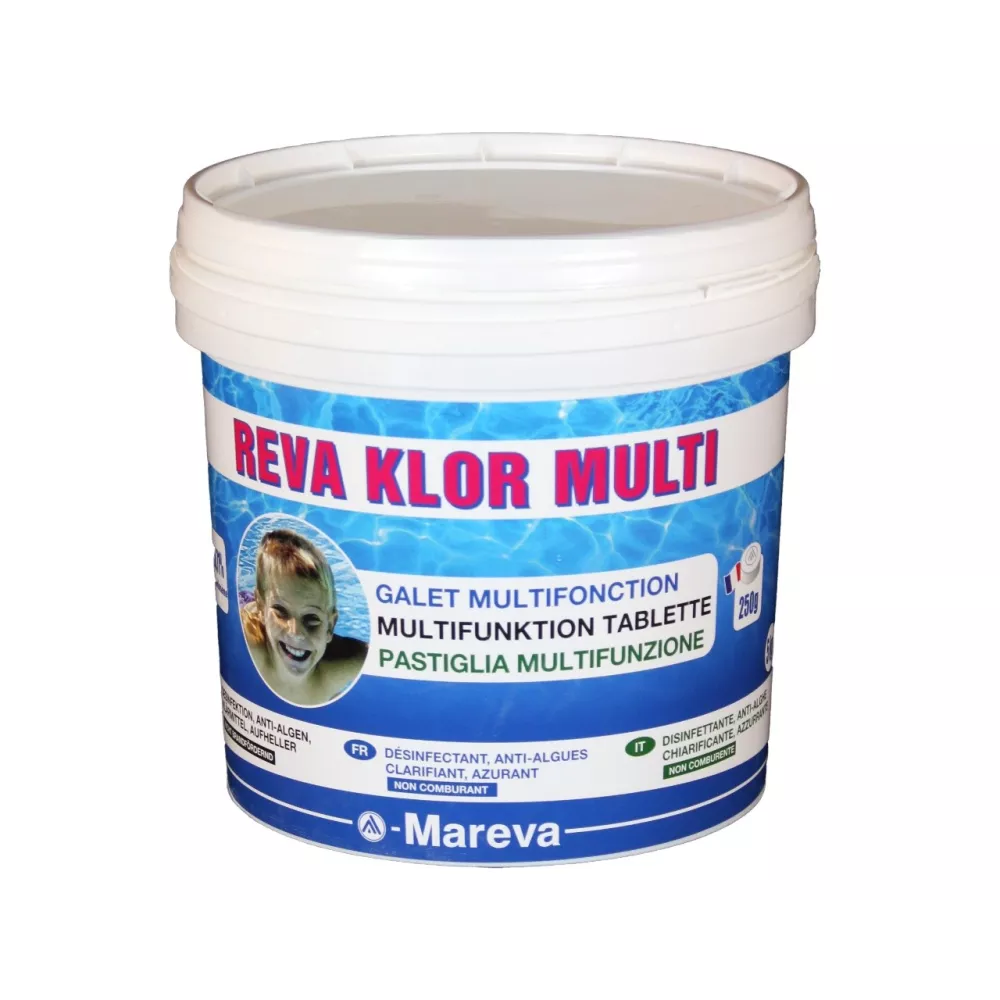 REVA KLOR MULTI 250G - 5KG Le galet de chlore REVA KLOR MULTI est u...