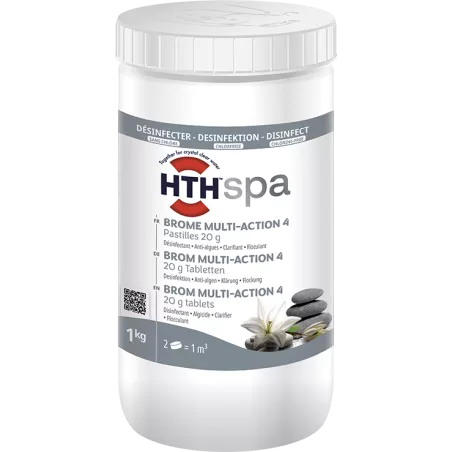 hth® - Spa BROME MULTI ACTION 4 PASTILLE 20 g 4 actions : Désinfect...