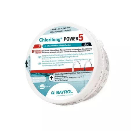 Chlorilong® Power5 bloc 0,65kg désinfectant-algicide-floculant Bloc...