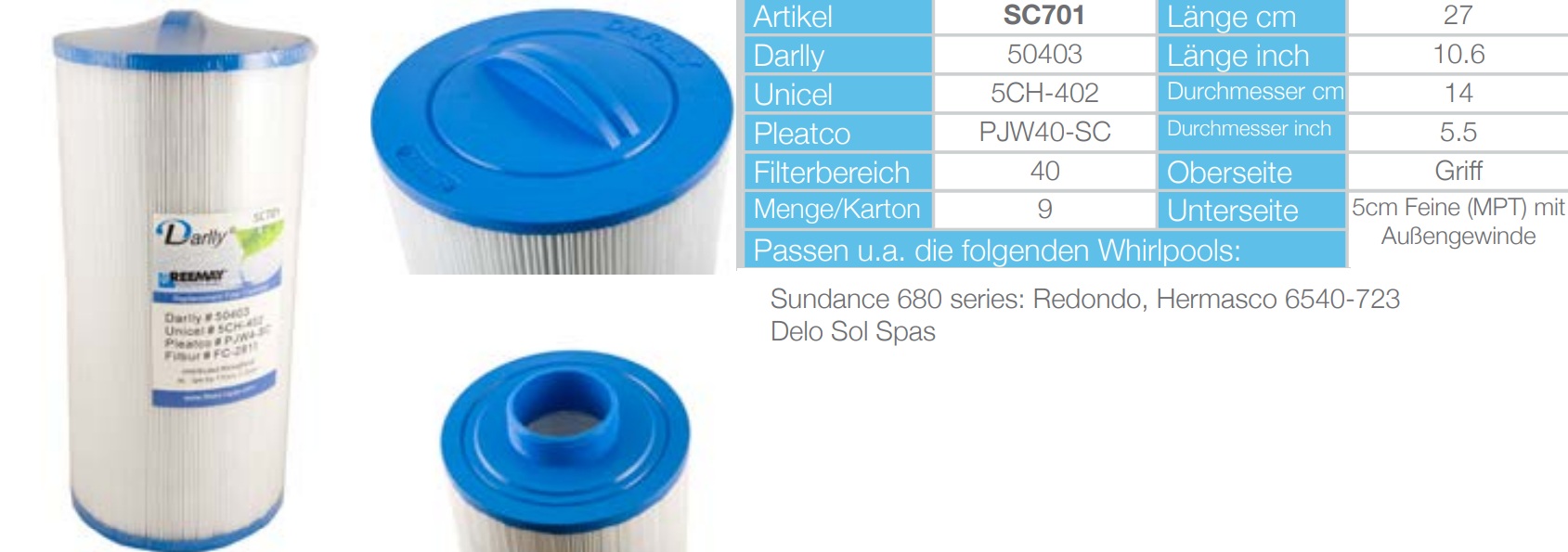 Delo Sol Spas sundance spa filtre sc701